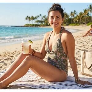 Boden Paisley Halter One-Piece Boho Swimsuit - Size 16-18